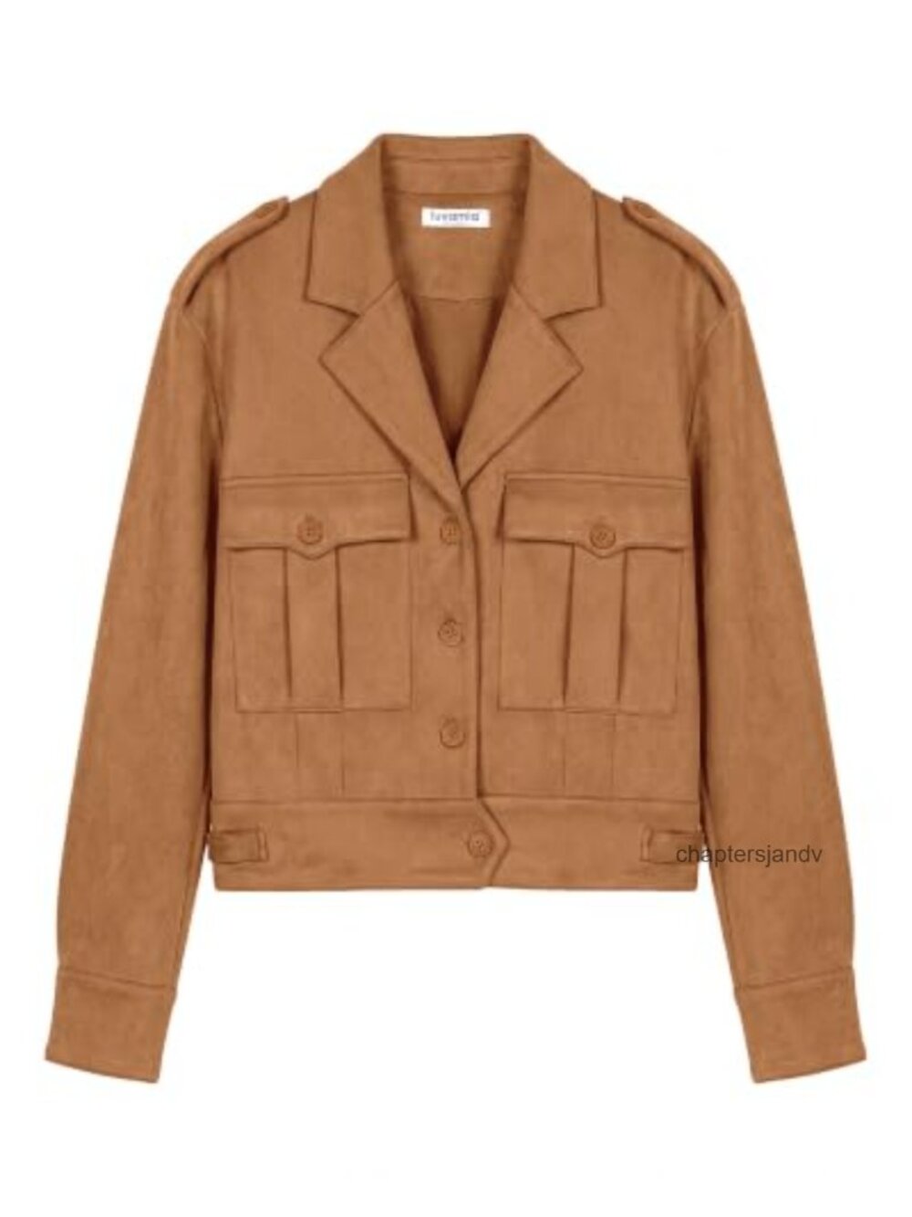 Faux Suede Cropped Jacket Women Button Down Long Sleeve Casual Coat
